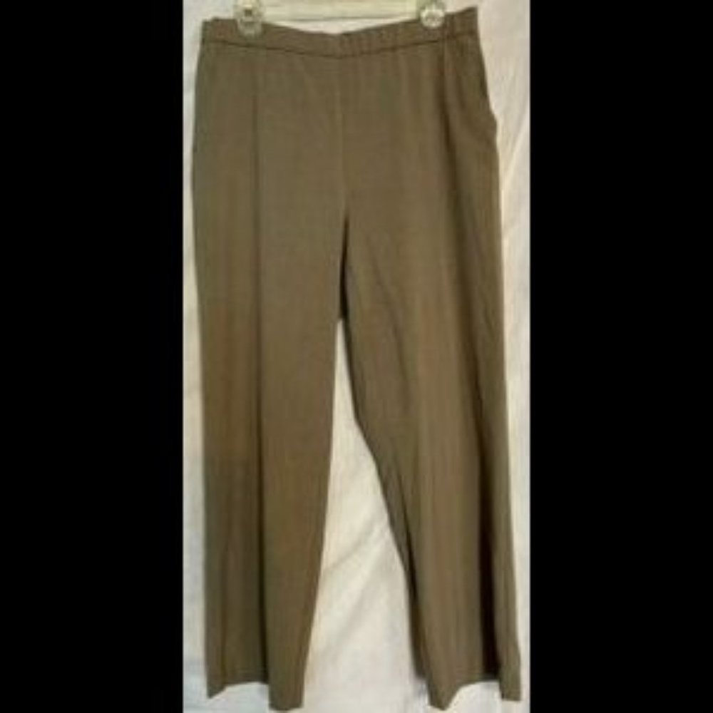Taupe pull-on slacks with slim tummy panel and slit pockets size 14